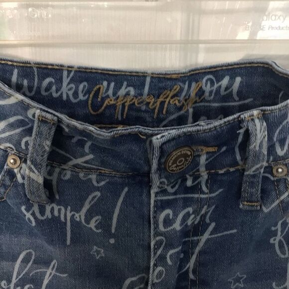 Copperfield Women’s High Rise Ankle Skinny Jeans Script Print Size 6 - Picture 4 of 12
